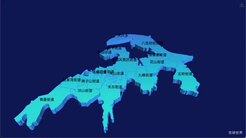 echarts 武汉市洪山区geoJson地图3d地图实现渐变效果